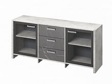 Тумба трехсекционная с 2 дверьми FI-13-02.G Хромикс белый/Камень Пьетра Гриджиа черный