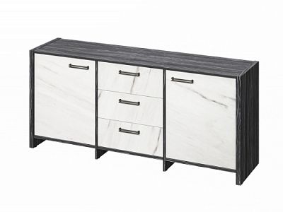 Тумба трехсекционная FB-13-01.G. Древесина Графит/Мрамор Леванто белый