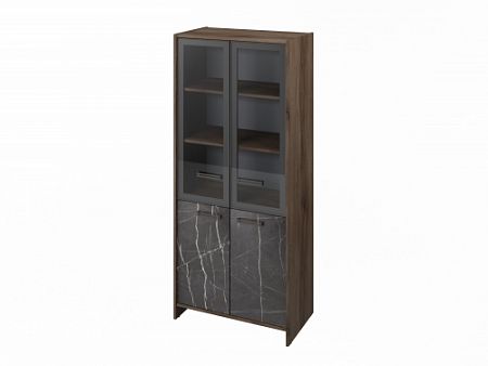 Шкаф для документов FB-671.G. Орех Пацифик Табак/Камень Пьетра Гриджиа черный