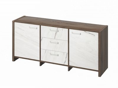 Тумба трехсекционная FI-13-01.G. Орех Пацифик Табак/Мрамор Леванто белый