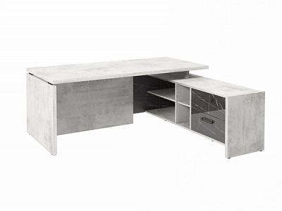 Стол с опорной тумбой FB-119R.GG Хромикс белый/Камень Пьетра Гриджиа черный