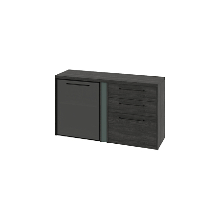 Тумба двухсекционная с дверью стеклянной в профиле и 3 ящиками Гринвуд G-681.02L (L)