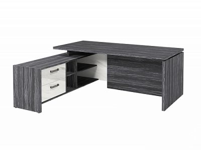 Стол с опорной тумбой FB-119L.GG Древесина Графит/Мрамор Леванто белый