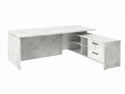 Стол с опорной тумбой FI-121R.GG Хромикс белый/Мрамор Леванто белый