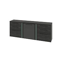 Тумба трехсекционная с дверью стеклянной в профиле и 6 ящиками Greenwood G-691.04L (L)