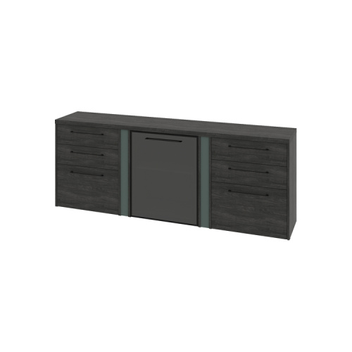 Тумба трехсекционная с дверью стеклянной в профиле и 6 ящиками Greenwood G-691.04L (L)